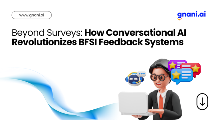 Illustration of a Conversational AI-powered voice bot streamlining feedback collection in the BFSI industry.