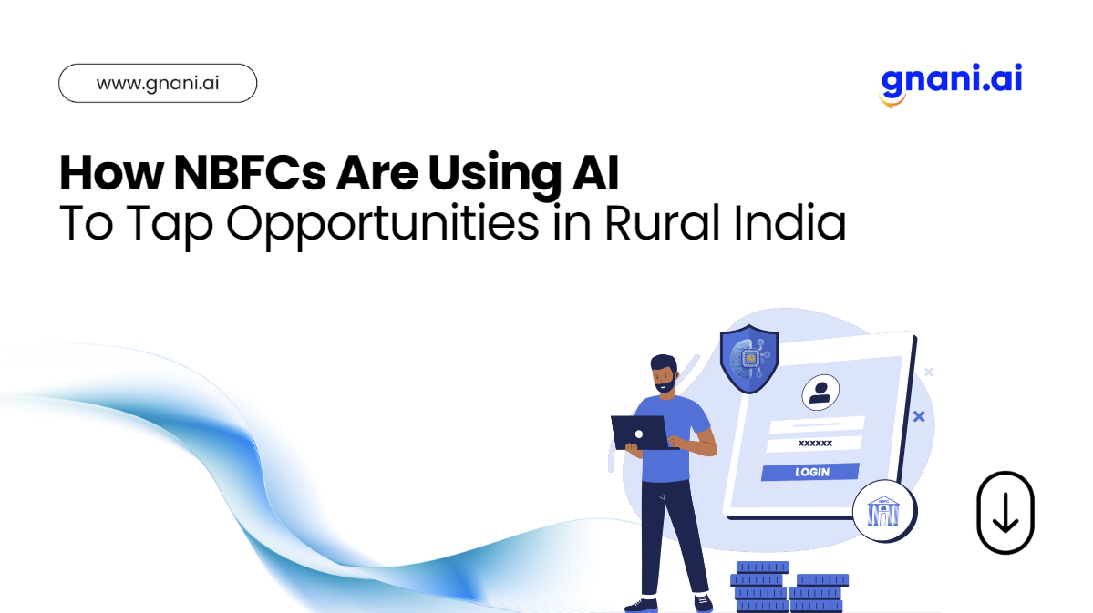 AI-powered voice bot assisting a rural farmer with financial services, showcasing multilingual capabilities for NBFC outreach.